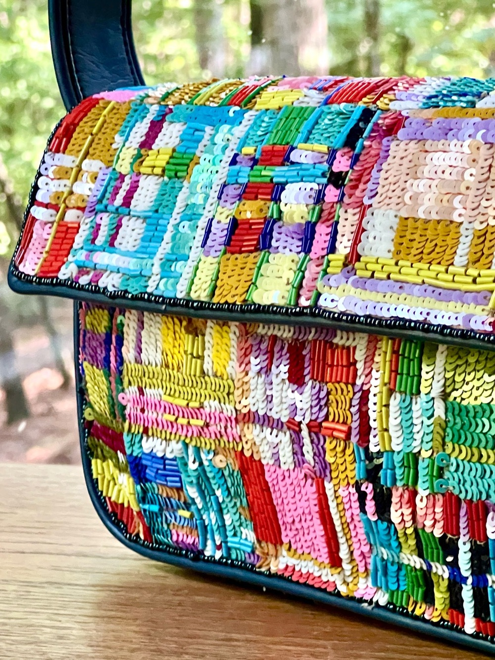 πΊπHPππΊ NWOT Staud Beaded Tommy Shoulder Bag Patchwork Plaid πRare Vintage Design - Picture 2 of 16